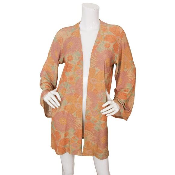 P2F Power 2 the Flower Metallic Swim Coverup Shirt Floral Print Boho NWT Large - Picture 3 of 5